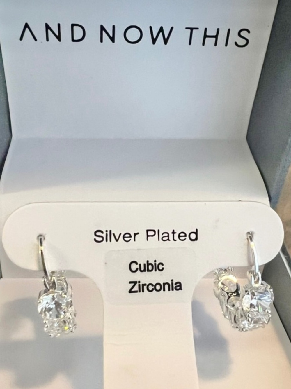 NIB Silver Plated Cubic Zirconia Earrings
